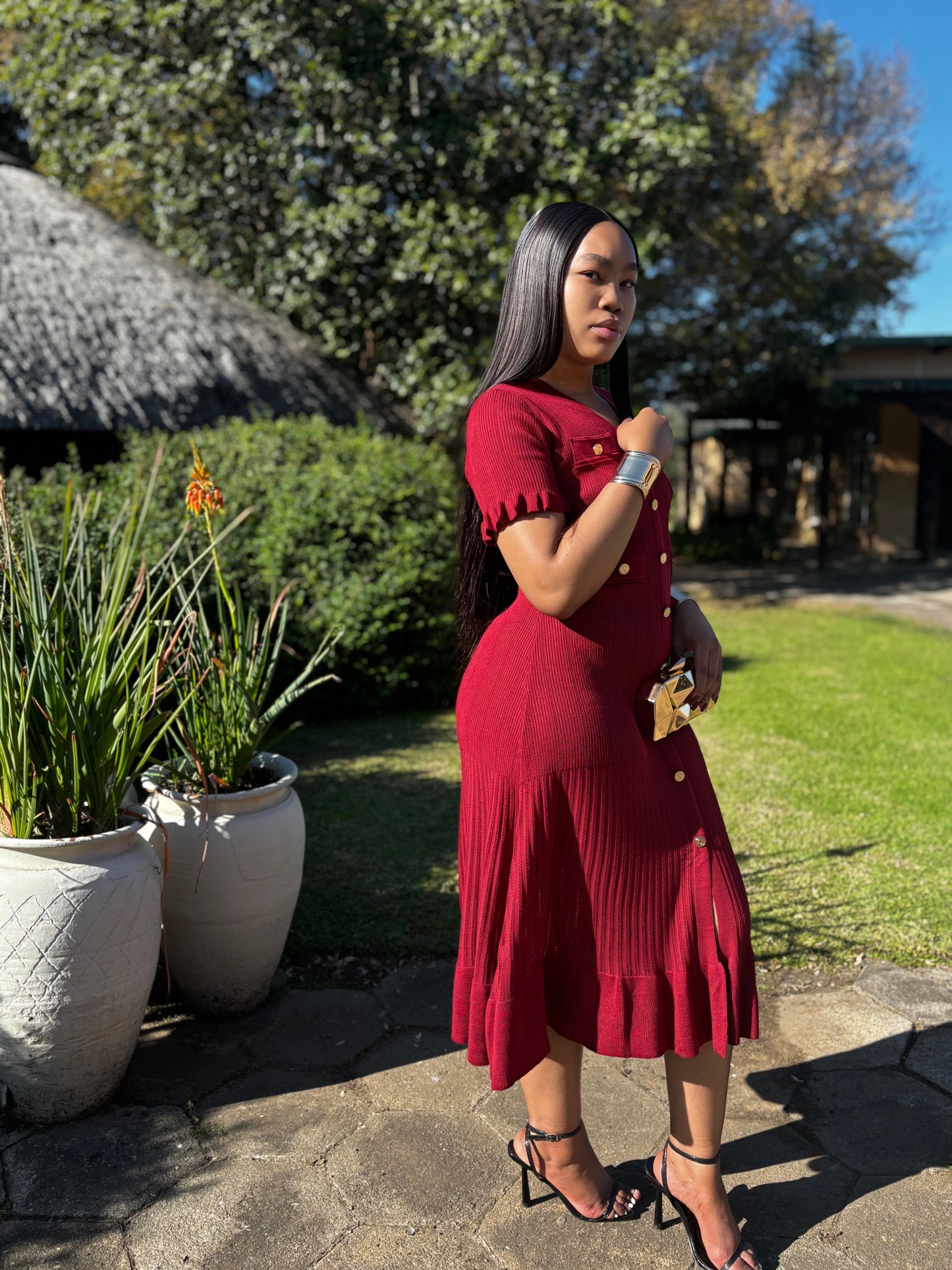 Meroon knitted dress