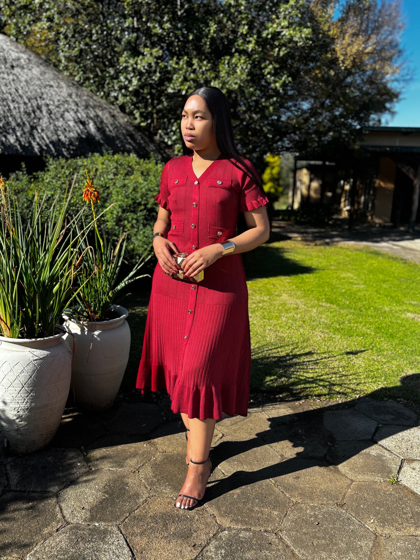 Meroon knitted dress