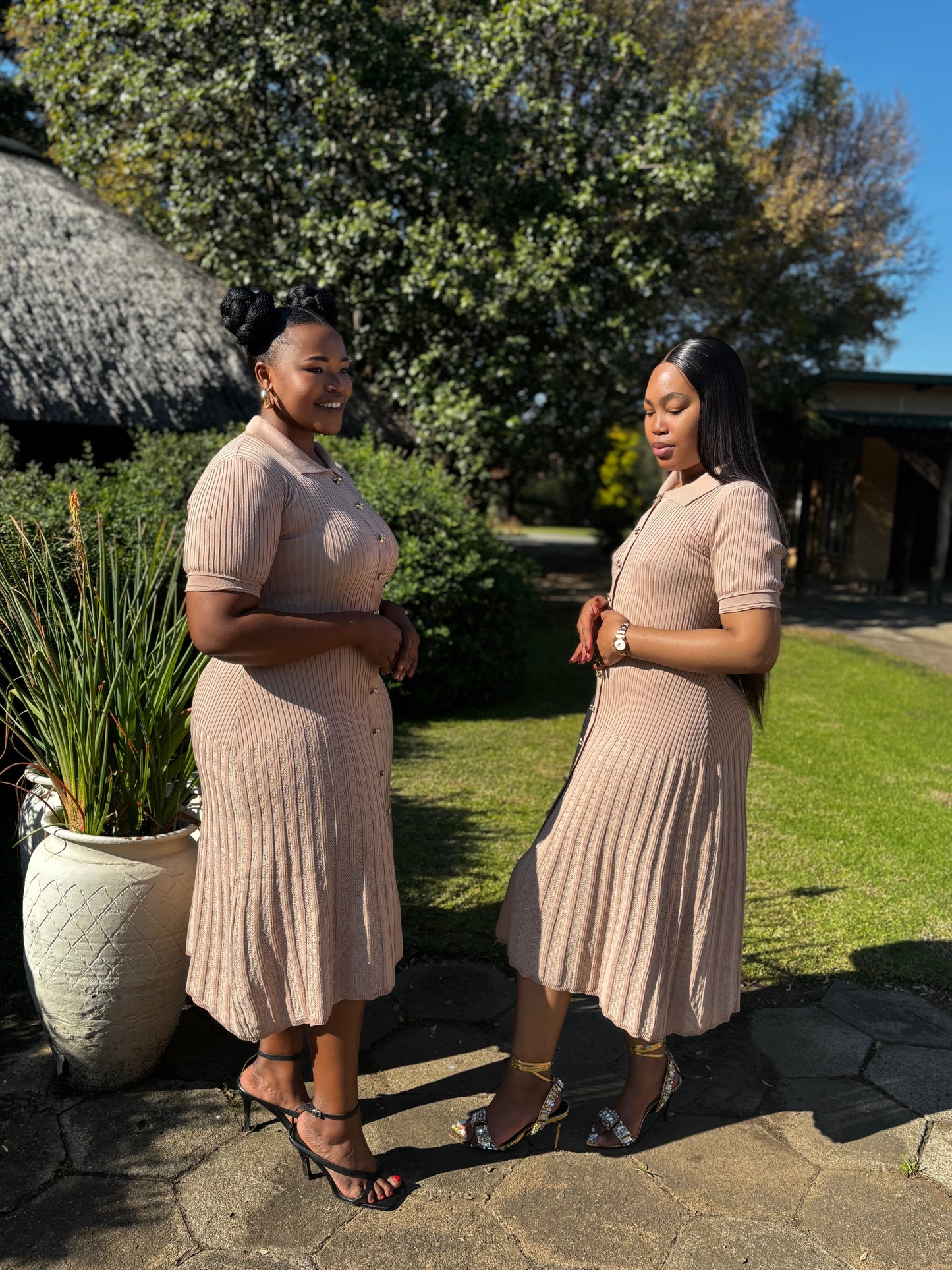 Knitted beige dress