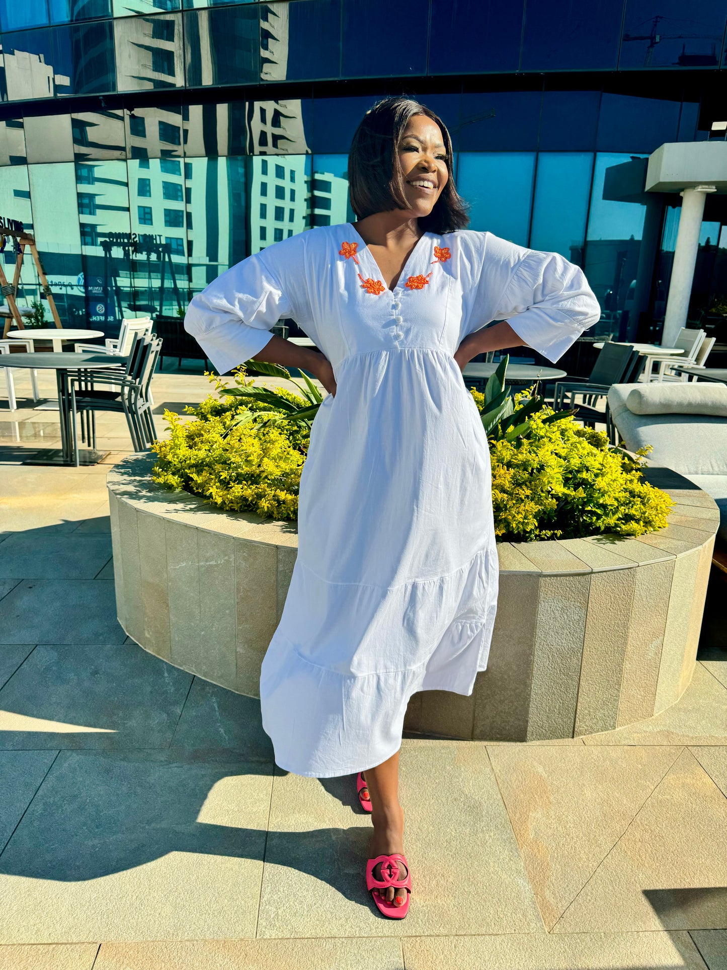 White Dress with beats details