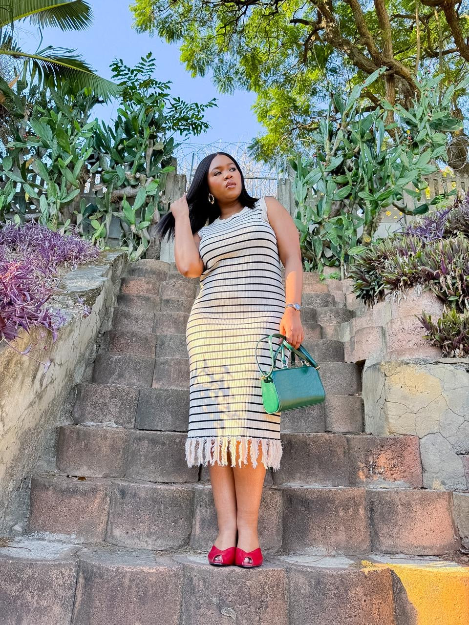 Knitted stripe dress
