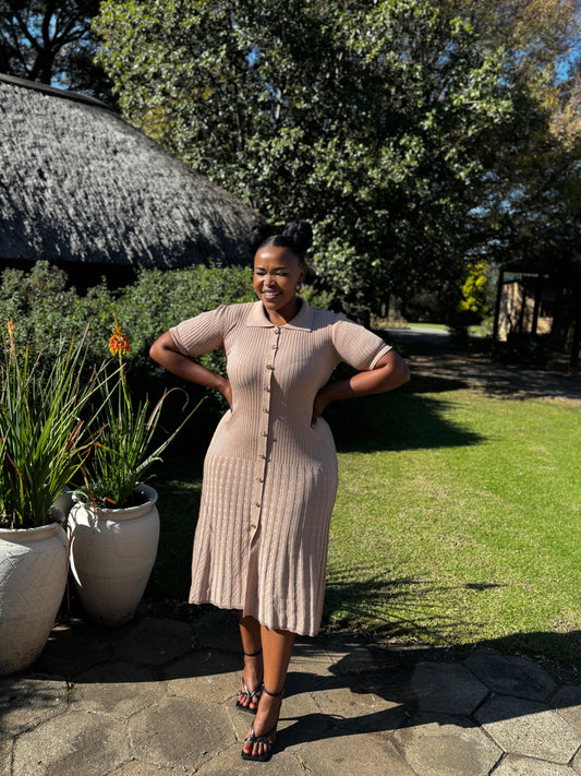 Knitted beige dress