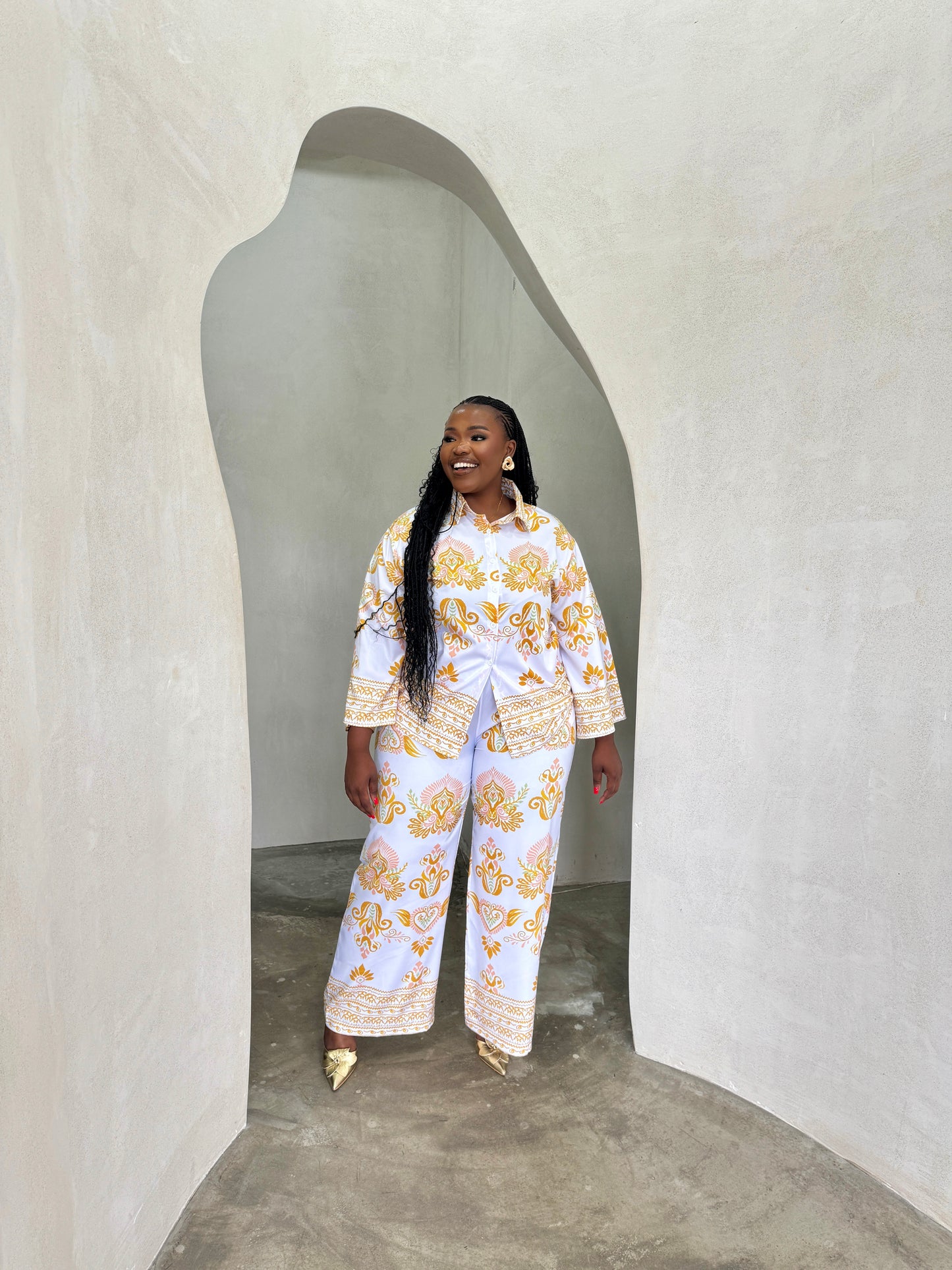 Wide leg trouser set