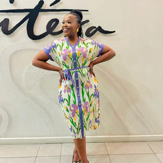 Amara Exotic Boutique Pleated Floral Dress